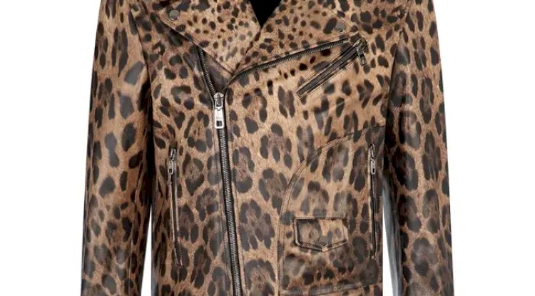 Leopard Print Leather Jacket